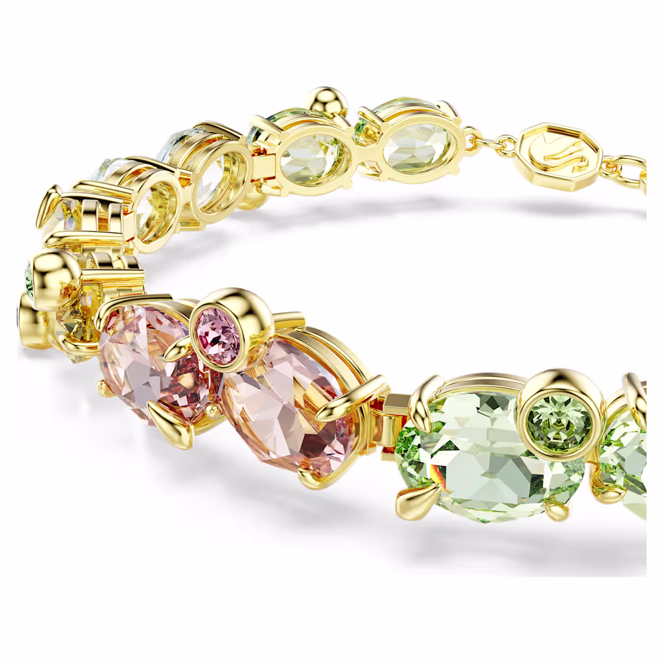 Swarovski Gema bracelet, adjustable, various cuts, multicoloured, gold alloy layer, 15.5 - 20 cm