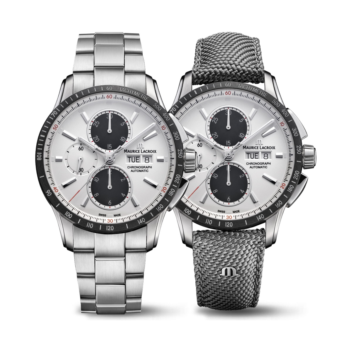 Maurice Lacroix Pontos S Chronograph PT6038-SSL2H-130-A mit Stahlband und Textilband