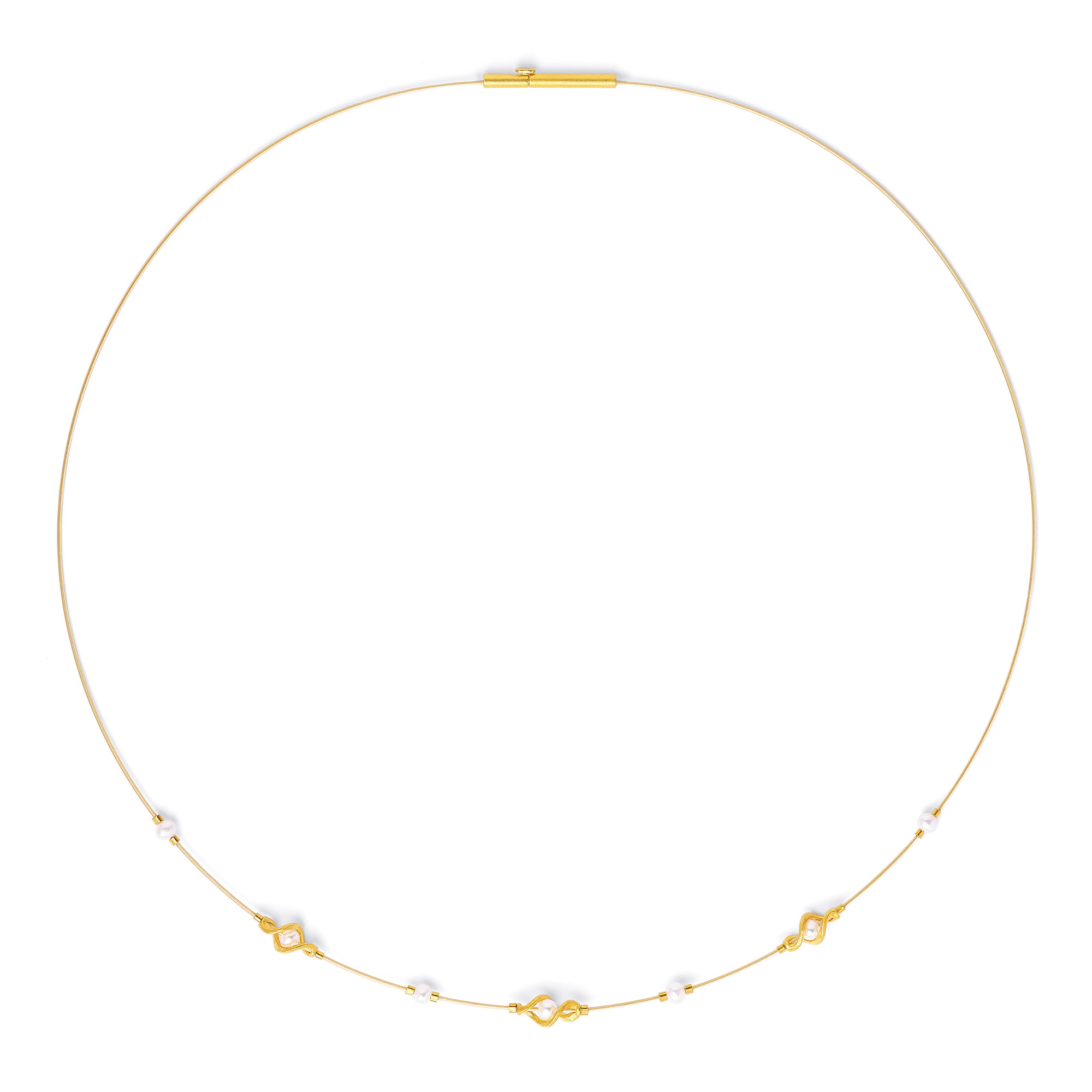 Bernd Wolf Spirini Twisted Design Line Necklace, Freshwater Pearl, Sterling Silver 925