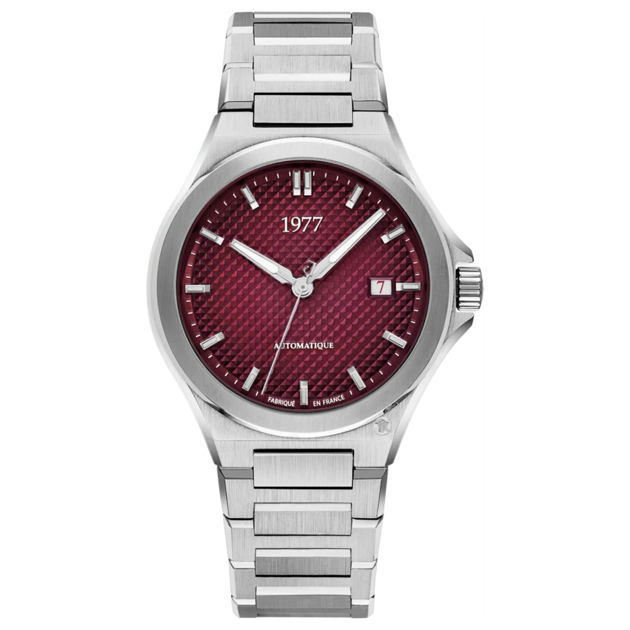 1977 ARSENE Automatik, 41 mm, Zifferblatt Weinrot, Edelstahlband 904L, Men's Watch 1977P02151