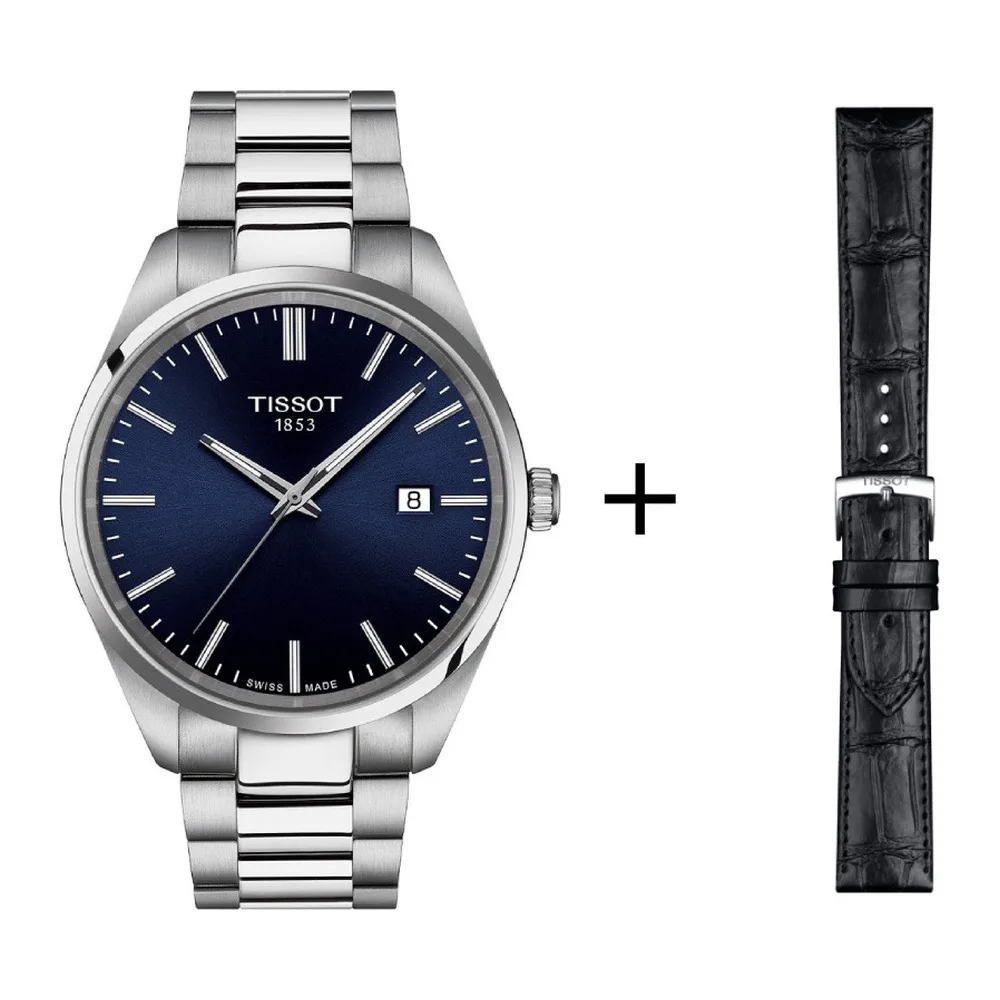 Tissot PR 100 men's watch T150.410.11.041.00 set with black leather strap