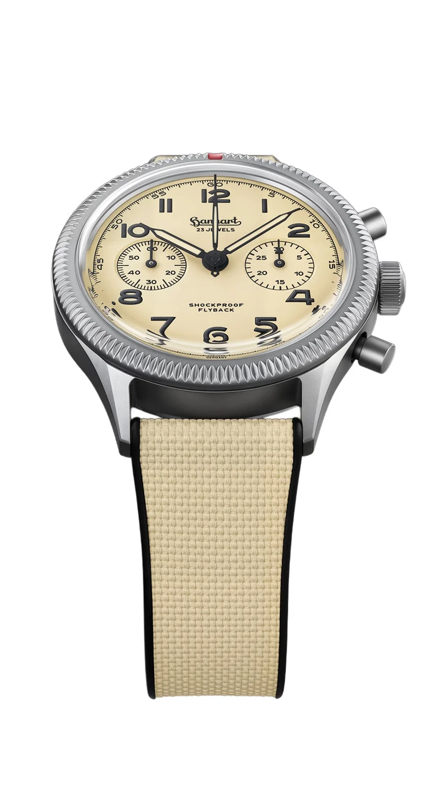 Hanhart 417 TI Desert Pilot 42 mm Rubber Strap Sand Men's Watch H721L.250-1715