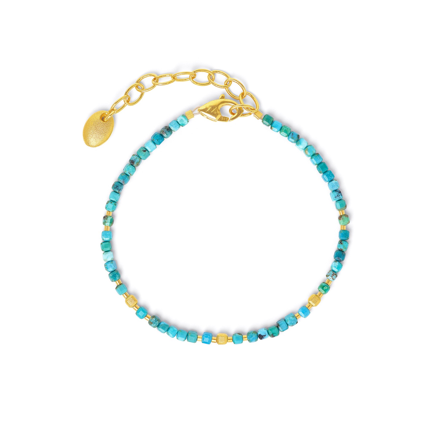 Bernd Wolf bracelet Cuseni design line Cubes, turquoise blue, carabiner clasp