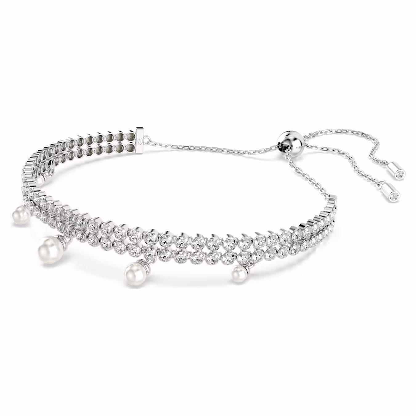 Swarovski Ariana Grande x Swarovski Armband Kristallperle, Rundschliff, Weiß, Rhodiniert