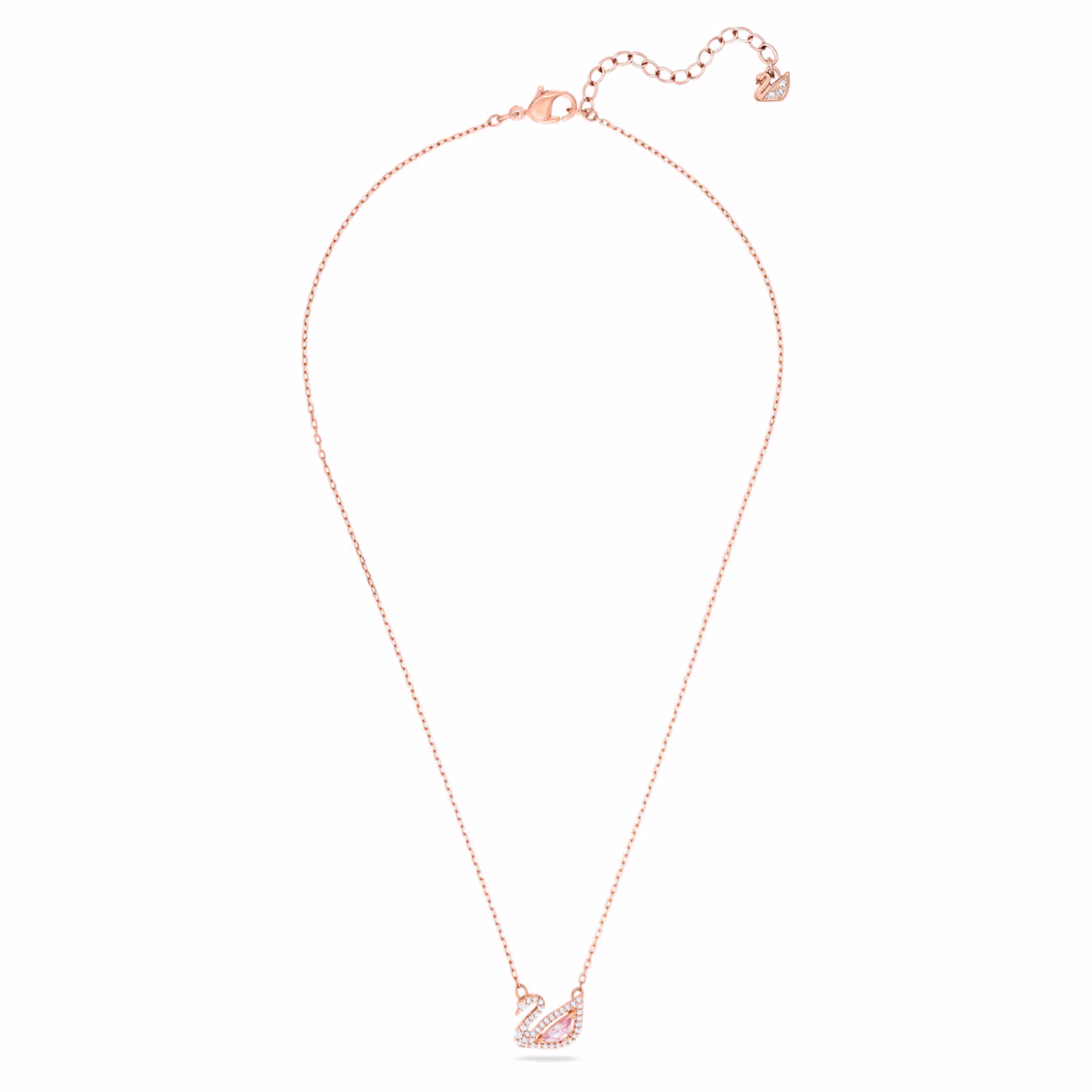 Swarovski Swan Necklace, Pink, 18k rose gold plated