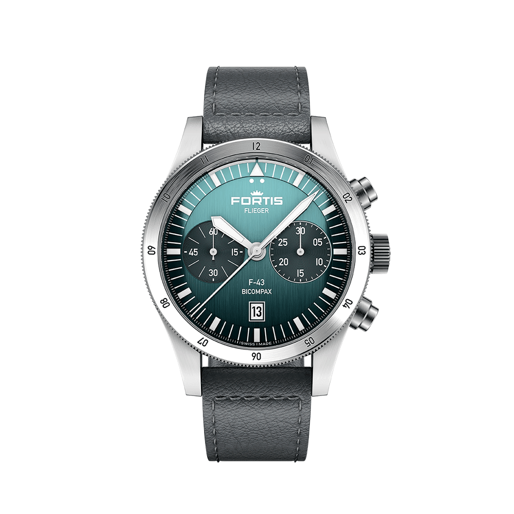 Fortis FLIEGER F-43 Bicompax Petrol Men's Watch F4240009