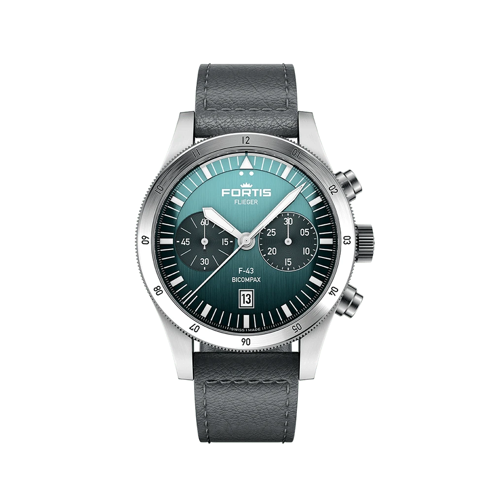 Fortis FLIEGER F-43 Bicompax Petrol Men's Watch F4240009
