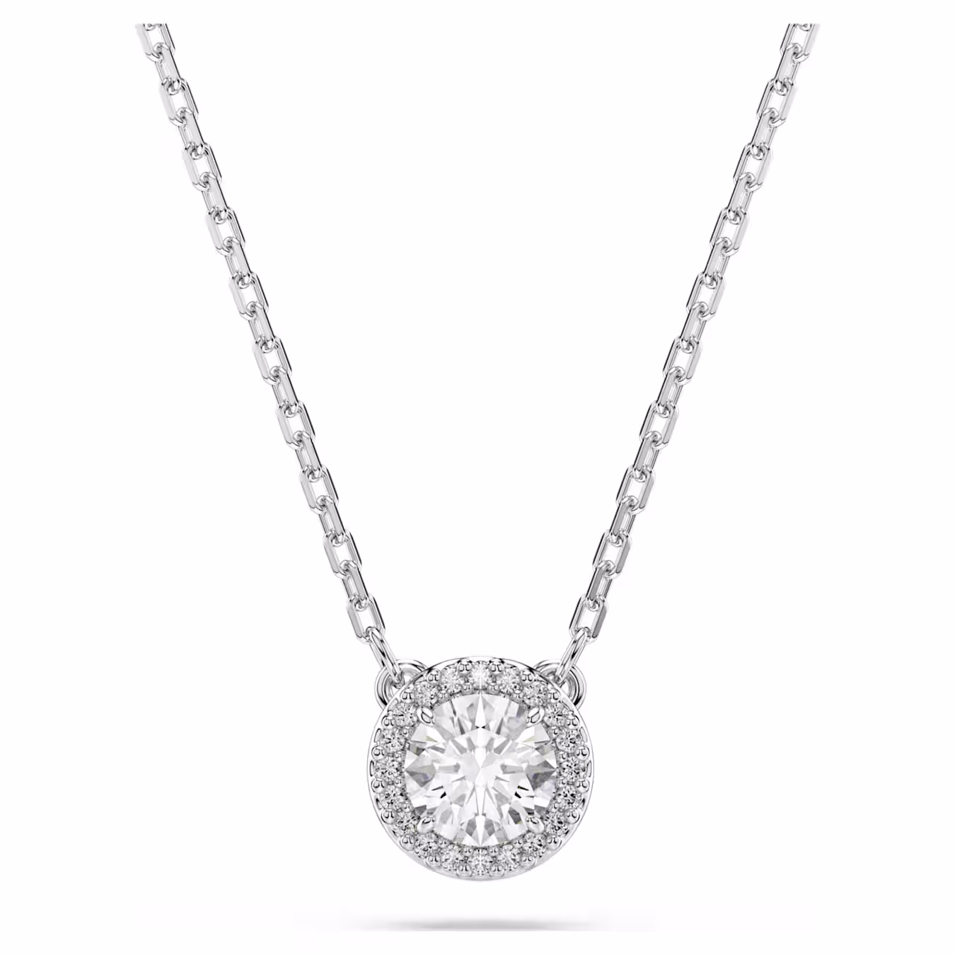 Swarovski Una Angelic pendant, round cut, pavé, white, rhodium-plated