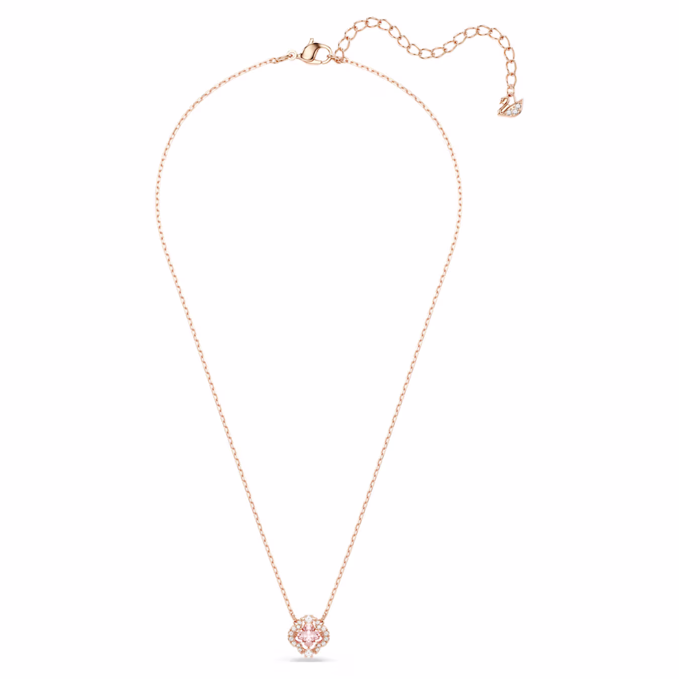Swarovski Una necklace, lucky clover, pink, 18k rose gold plated
