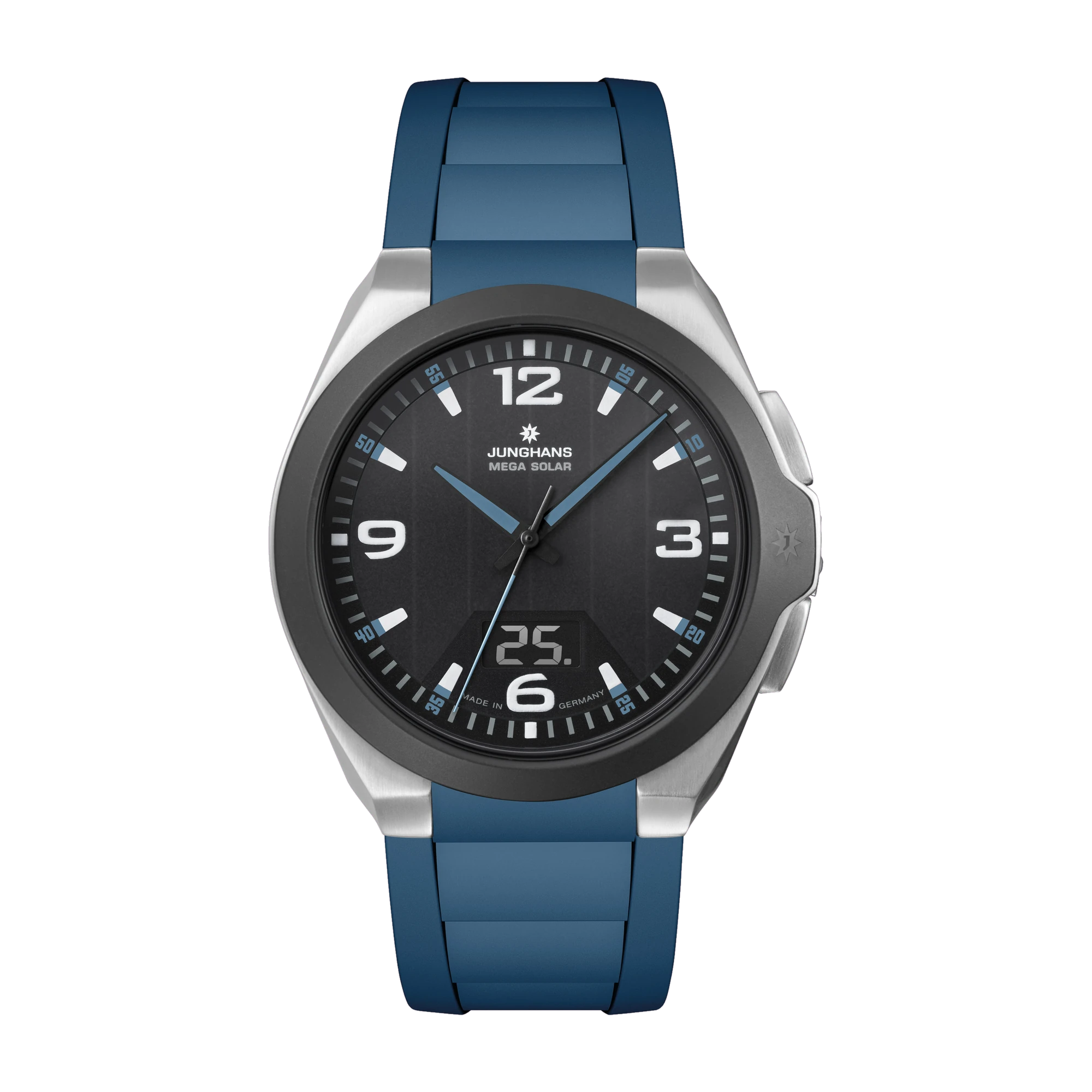 Junghans Spektrum Mega Solar Radio Controlled Rubber Strap Mens Watch 18/1527.00