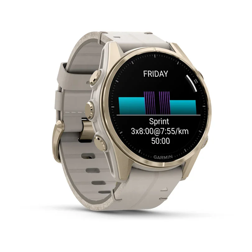 Garmin fēnix® 8 - 43 mm AMOLED Sapphire Fog Gray/Soft Gold 010-02903-40