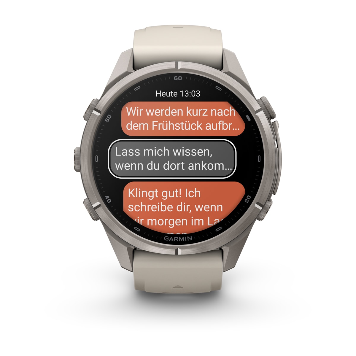 Garmin fēnix® 9 Pro inReach® - 43 mm AMOLED Sapphire Titanium with Fog Gray/Dark Sandstone Silicone Band 010-04335-81
