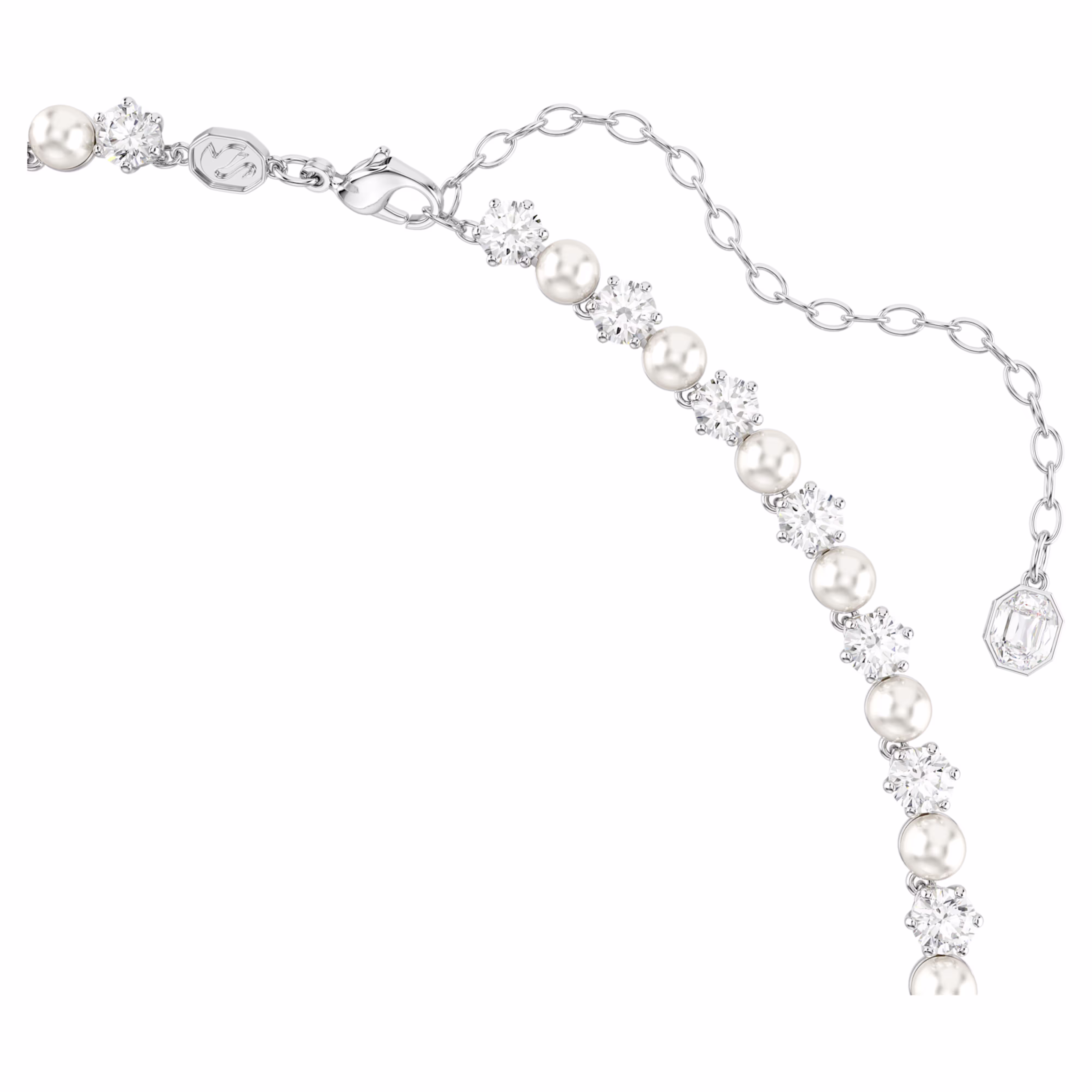 Swarovski Matrix Set Crystal Pearl, Round Cut, White, Rhodium Plated