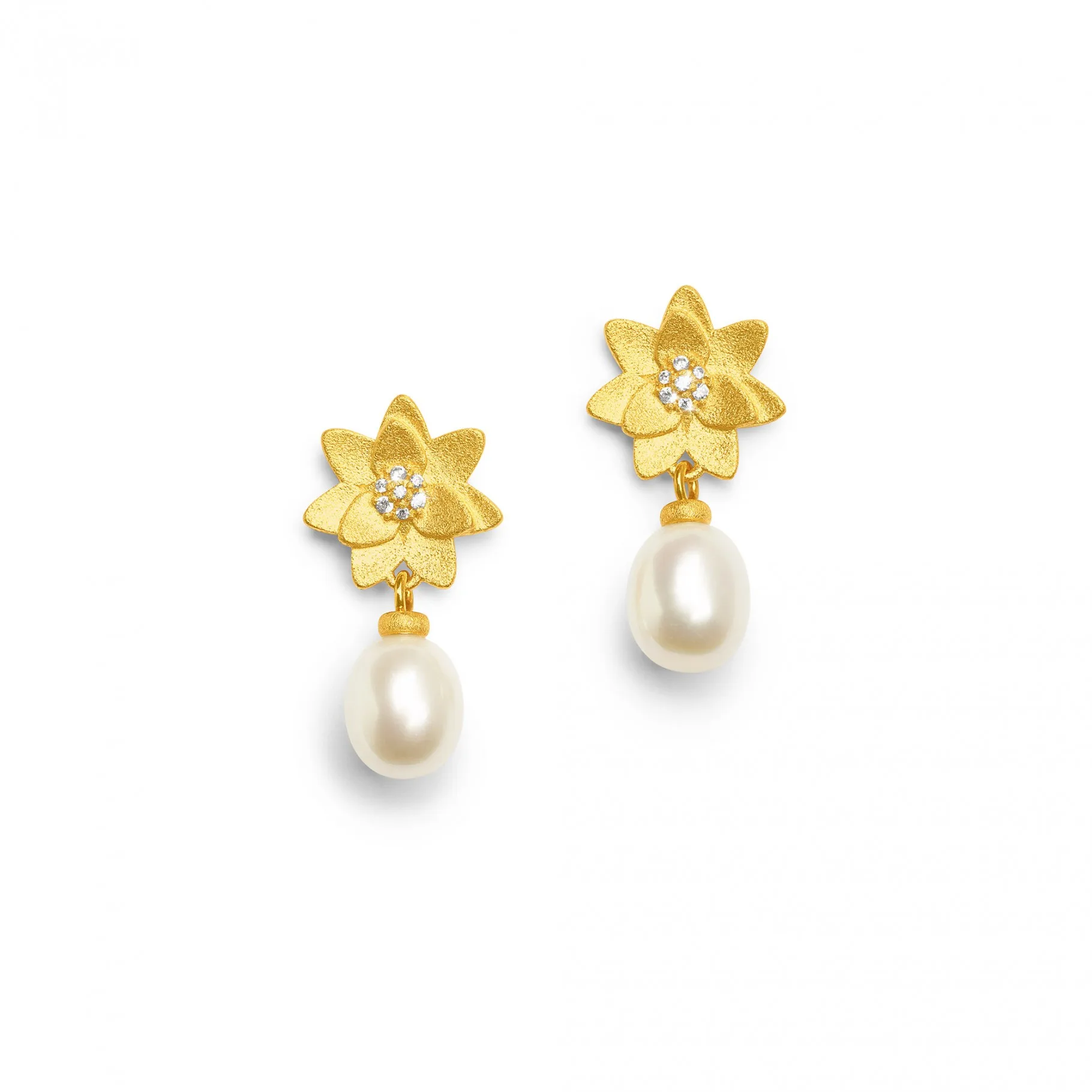Bernd Wolf earrings Y earrings freshwater pearl 24 carat gold plated