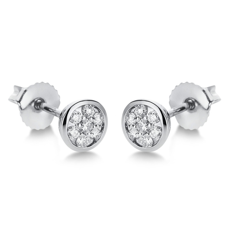 Illusion stud earrings 14kt 585 white gold 0.17ct