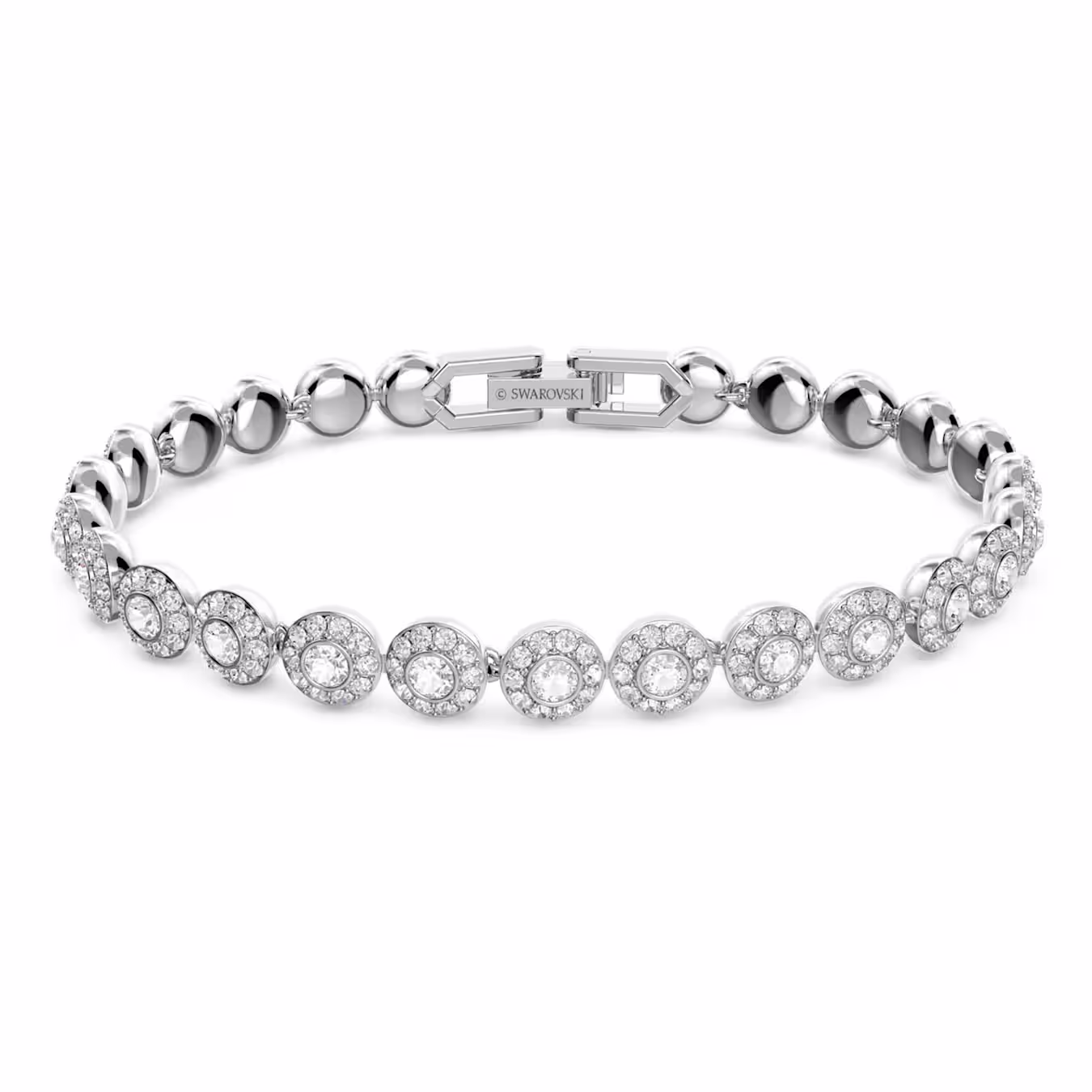 Swarovski Una Angelic Armband Rundschliff, Klein, Weiß, Rhodiniert