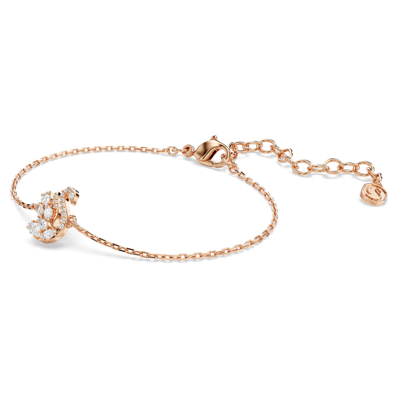 Swarovski Swan Bracelet, various cuts, swan, white, rose gold alloy layer