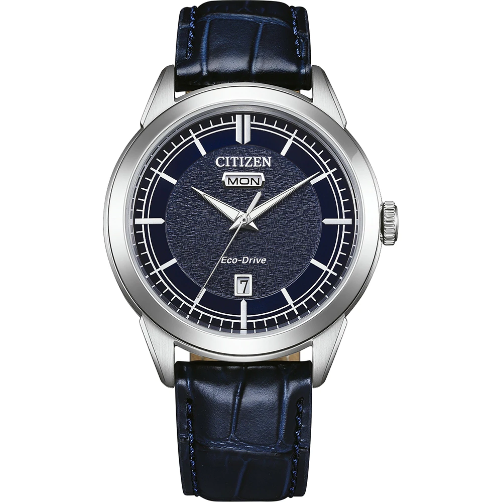 Citizen Eco-Drive Classic Day-Date Leather Blue, 40.5mm Men's Watch AW0151-00LC