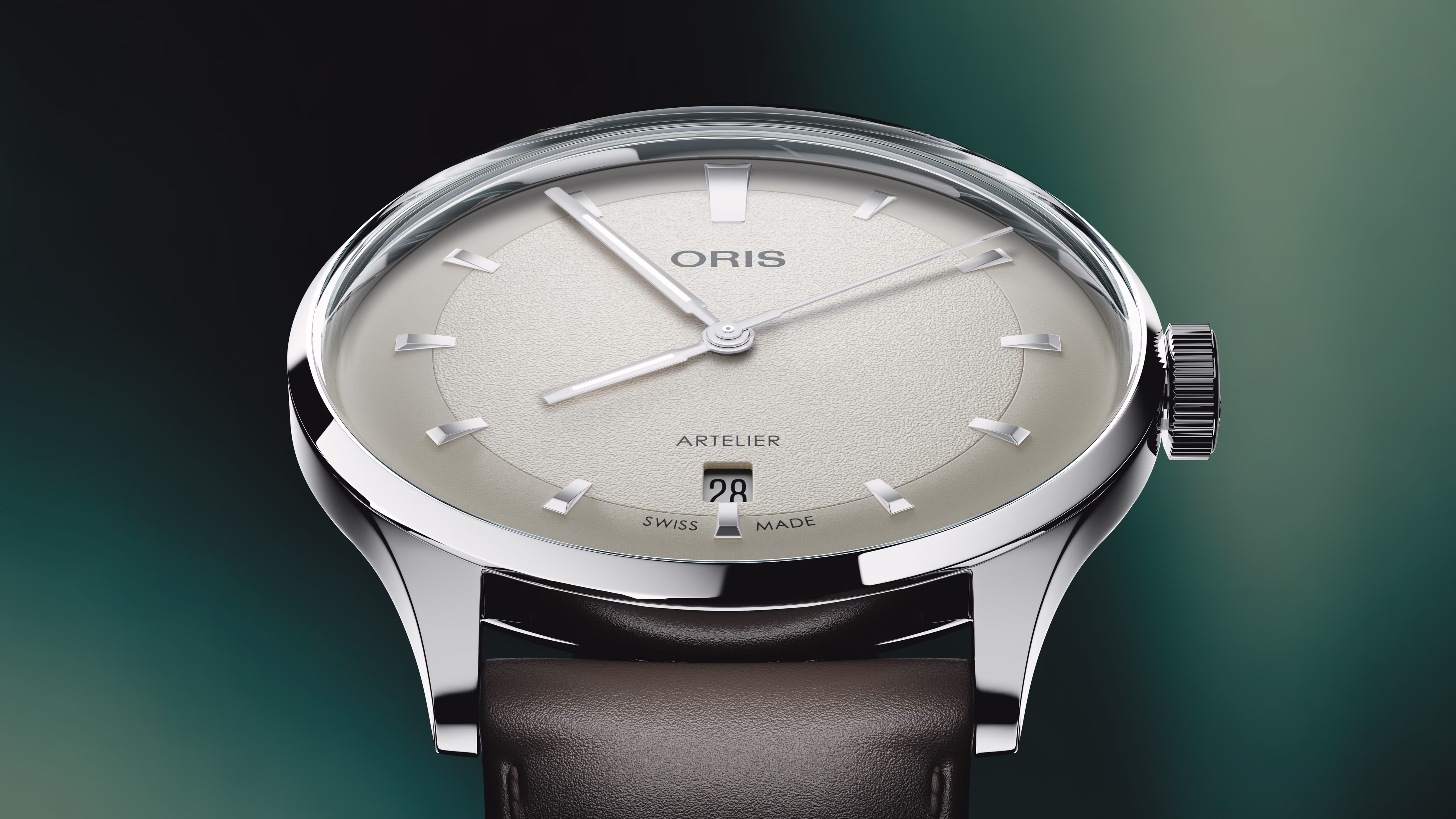 Oris Artelier Date, 38mm, automatic, leather strap, white men's watch 01 733 7810 4051-07 6 ​​20 17FC