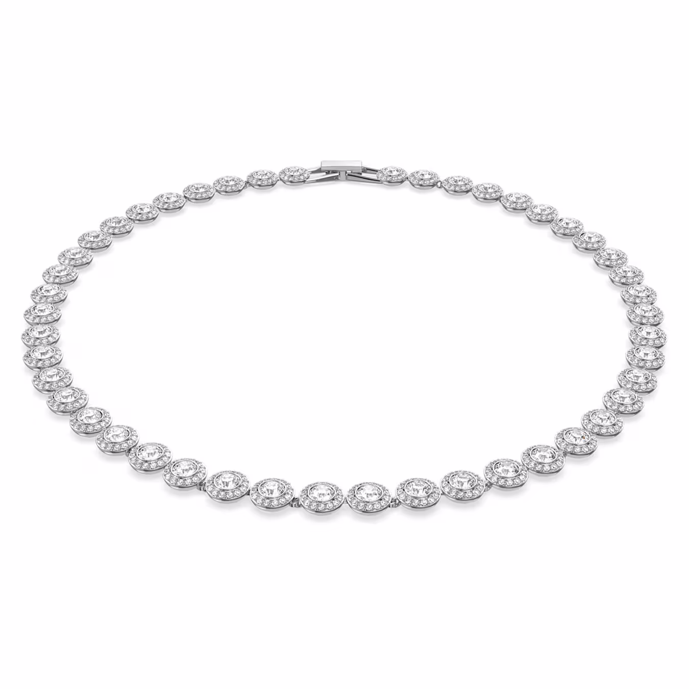 Swarovski Una Angelic Halskette Rundschliff, Mittel, Weiß, Rhodiniert