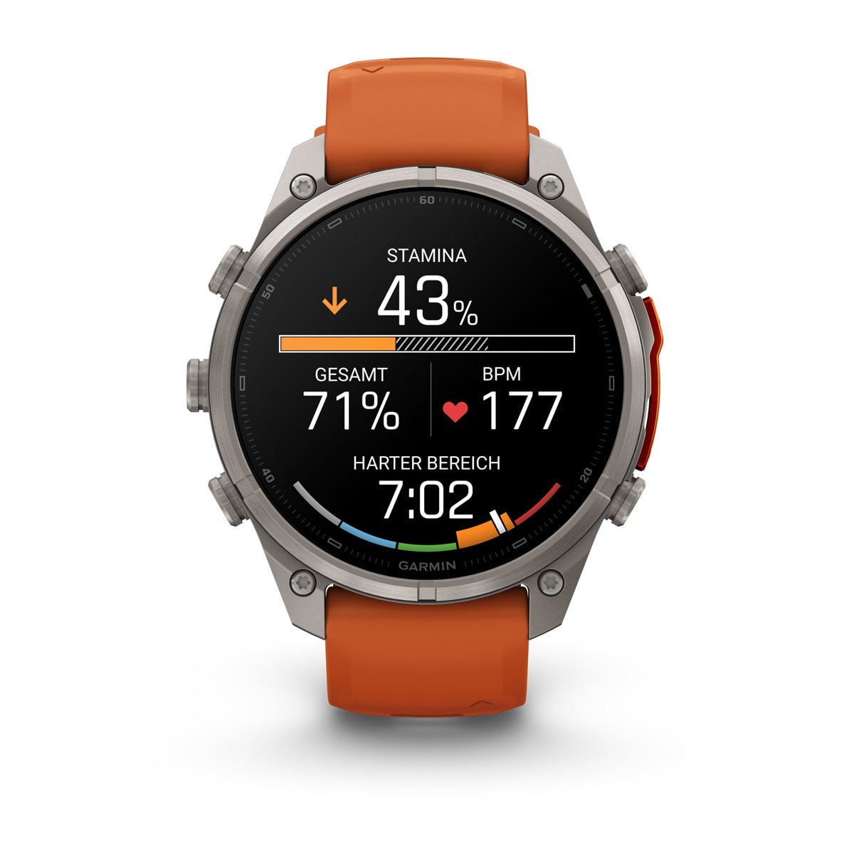 Garmin fēnix® 9 Pro inReach® - 47 mm AMOLED Sapphire Titanium with Autumn Orange/Spark Orange Silicone Band 010-04336-01