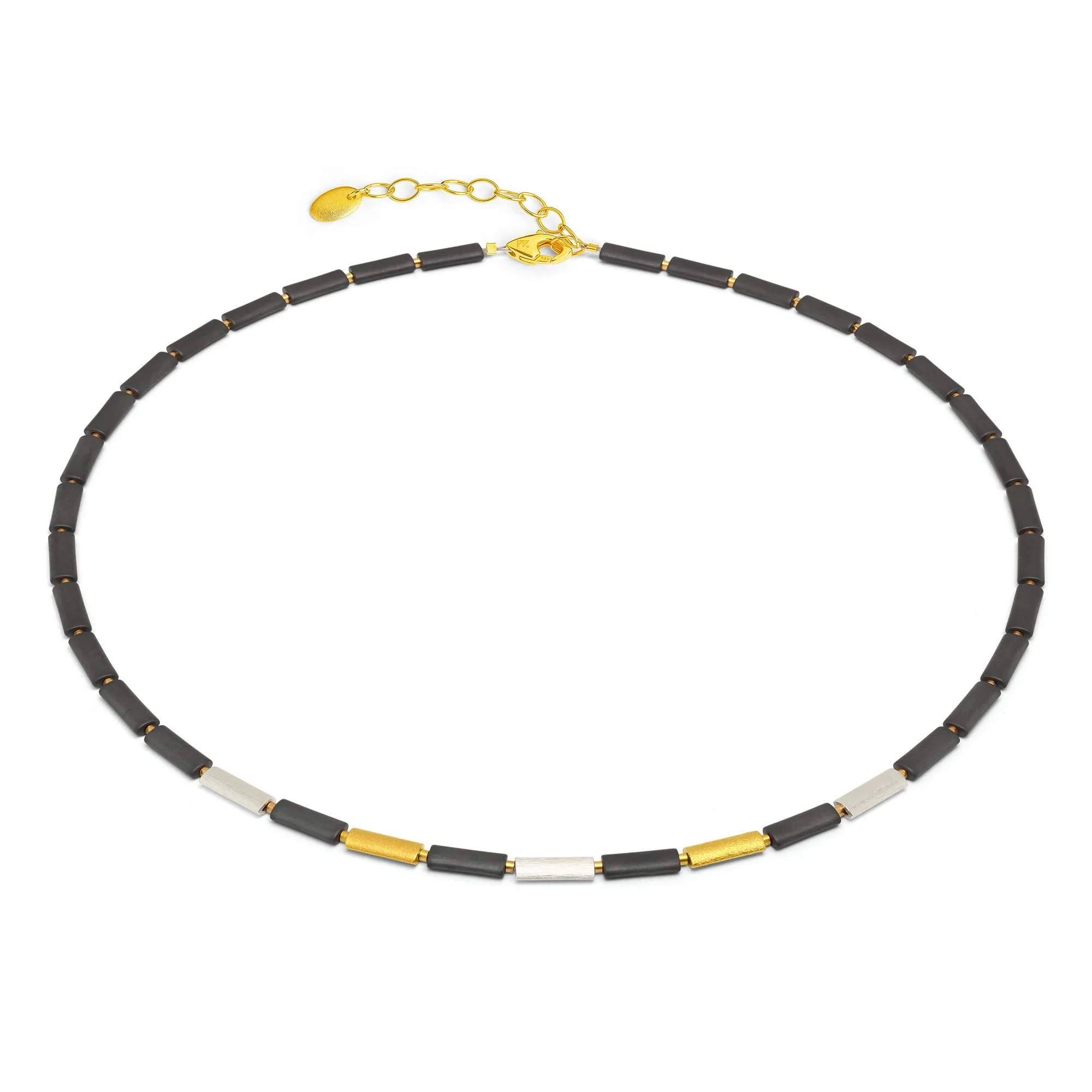 Bernd Wolf Ontario necklace design line Basics, matt hematite, black, gold 84425276-V46