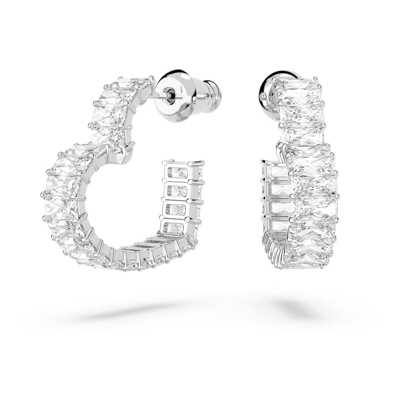 Swarovski Creolen Matrix Baguette-Schliff, Herz, Klein, Weiß, Rhodiniert