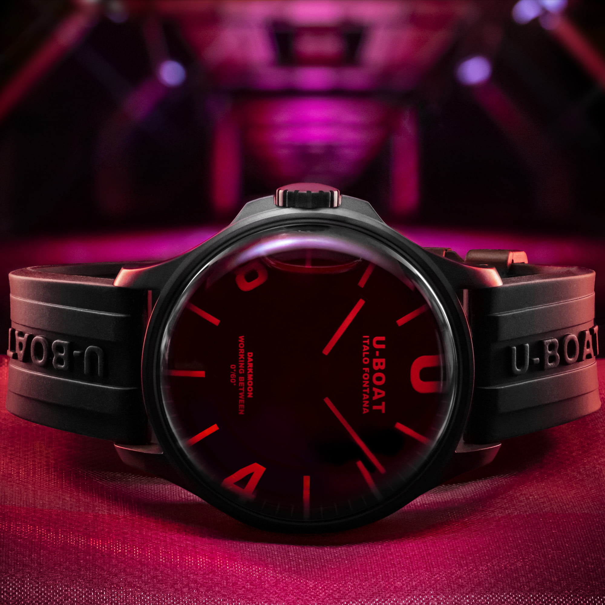 U-Boat Darkmoon 44mm Red Glass Men's Watch 8466/B