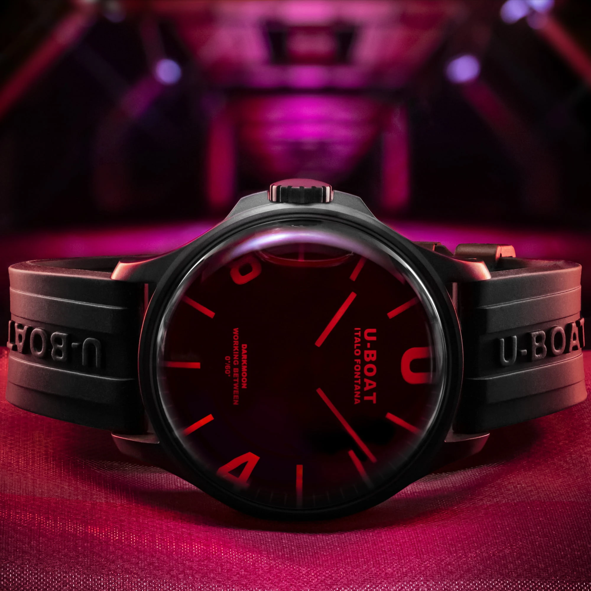 U-Boat Darkmoon 44mm Red Glass Men's Watch 8466/B