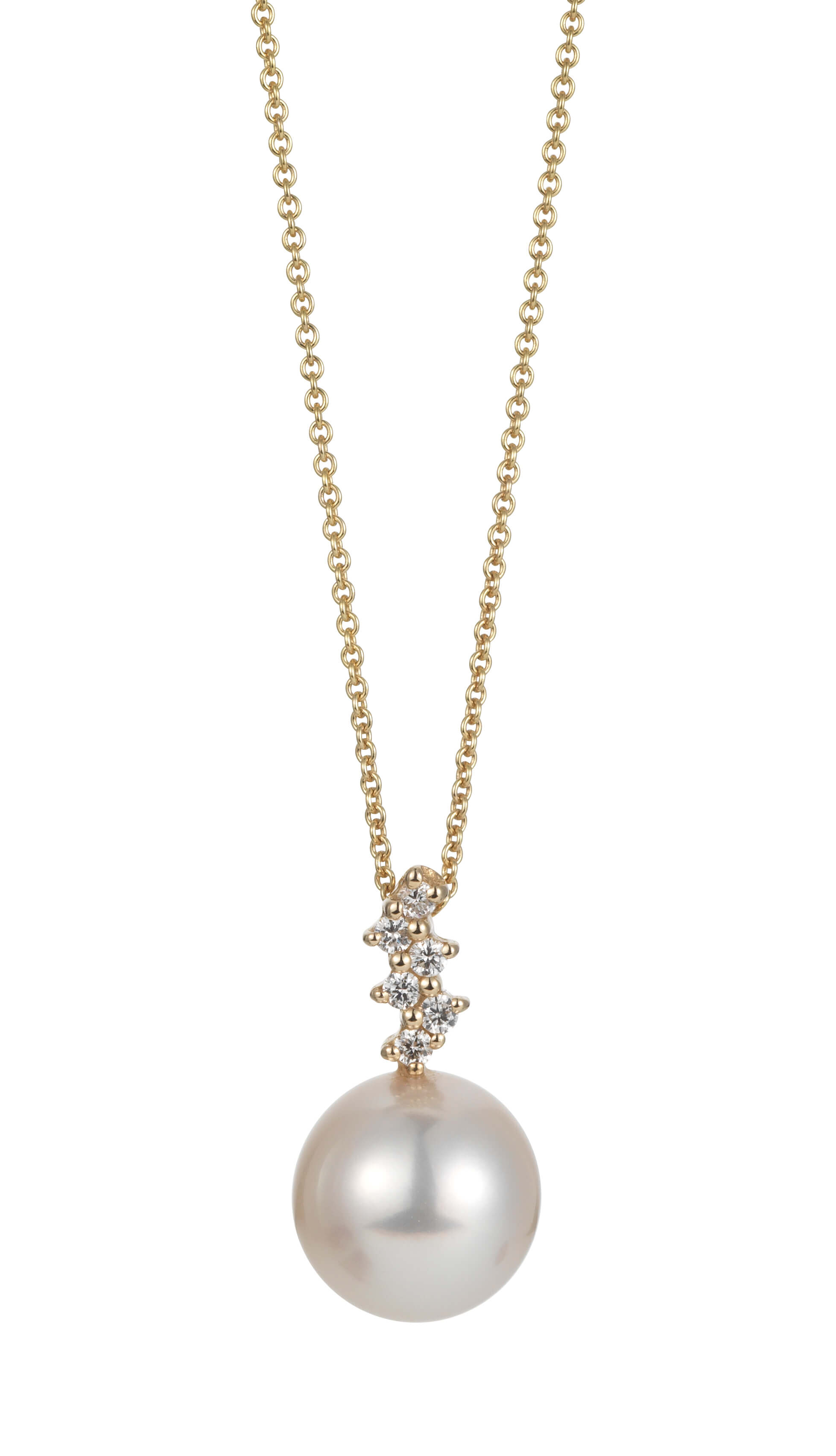 Adriana necklace with Akoya pearl pendant with multiple diamonds N34-K