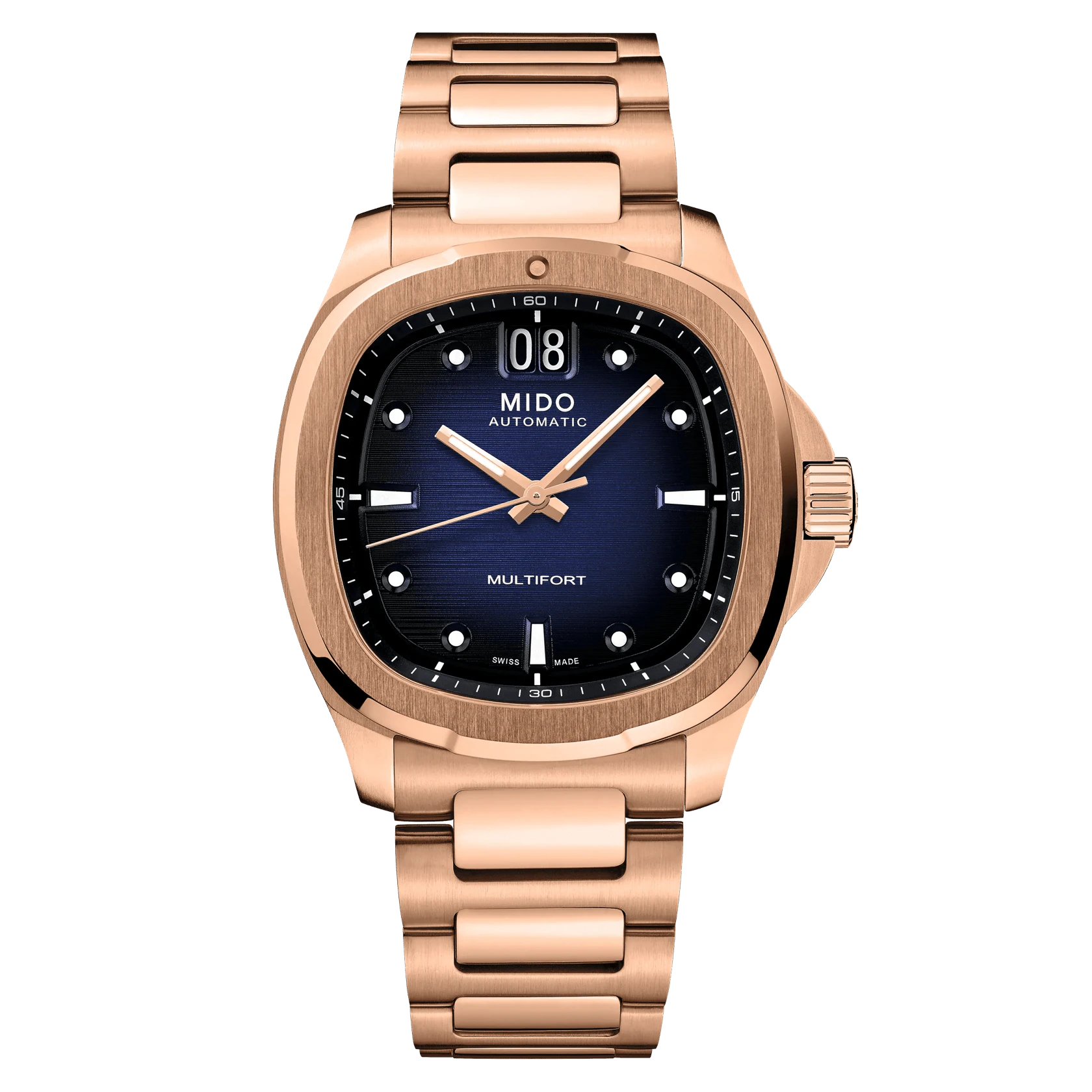 Mido Multifort TV Big Date, automatic movement, 80-hour power reserve, rose gold men's watch M049.526.33.041.00