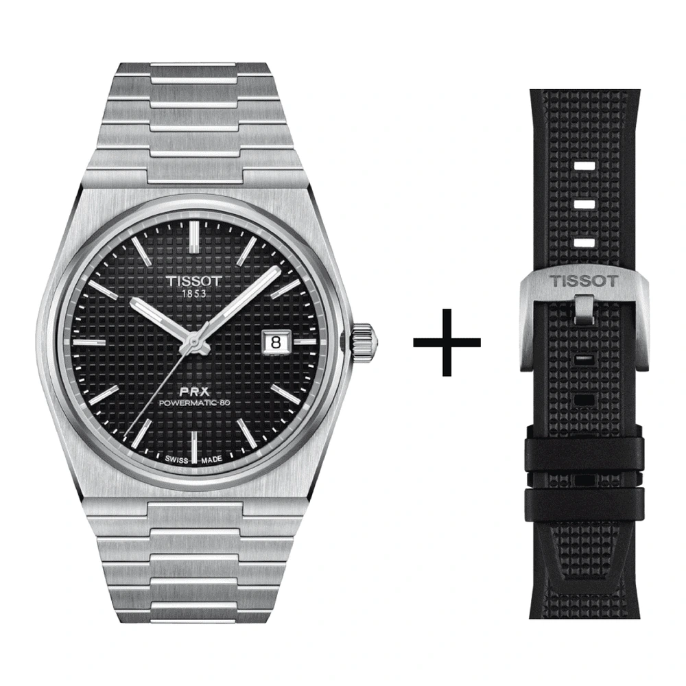 Tissot PRX men's watch T137.407.11.051.00 set with black rubber strap