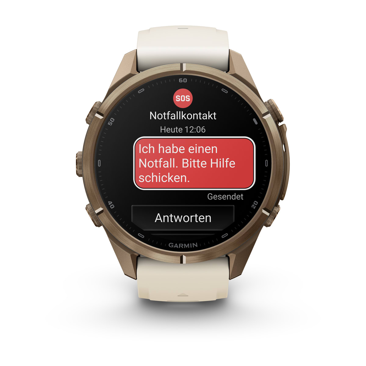 Garmin fēnix® 9 Pro inReach® - 43 mm AMOLED Sapphire Autumn Gold Titanium with Cream/French Gray Silicone Band 010-04335-21