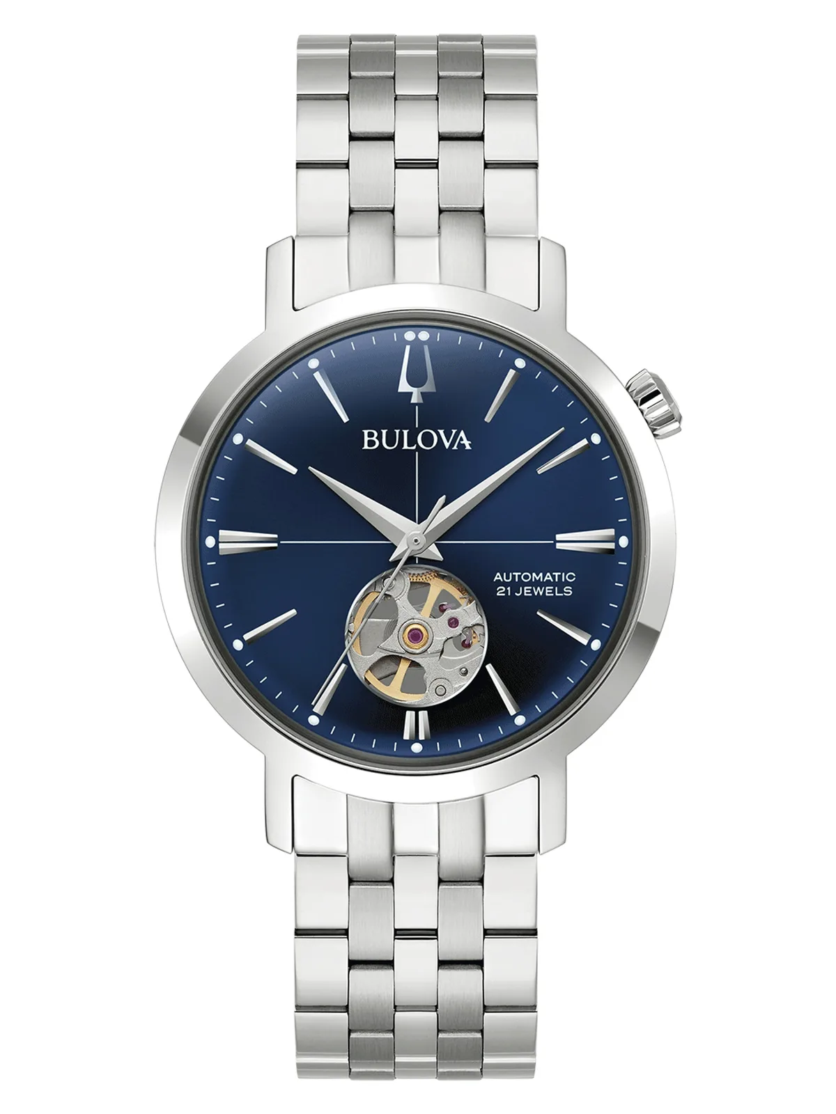 Bulova Aerojet Automatic 42-hour power reserve, stainless steel bracelet, blue men's watch 96A320