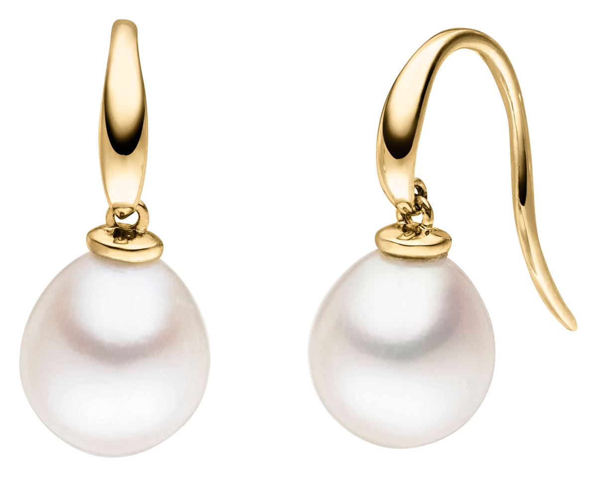 Adriana ear hooks with freshwater pearls yellow gold U4-9-50