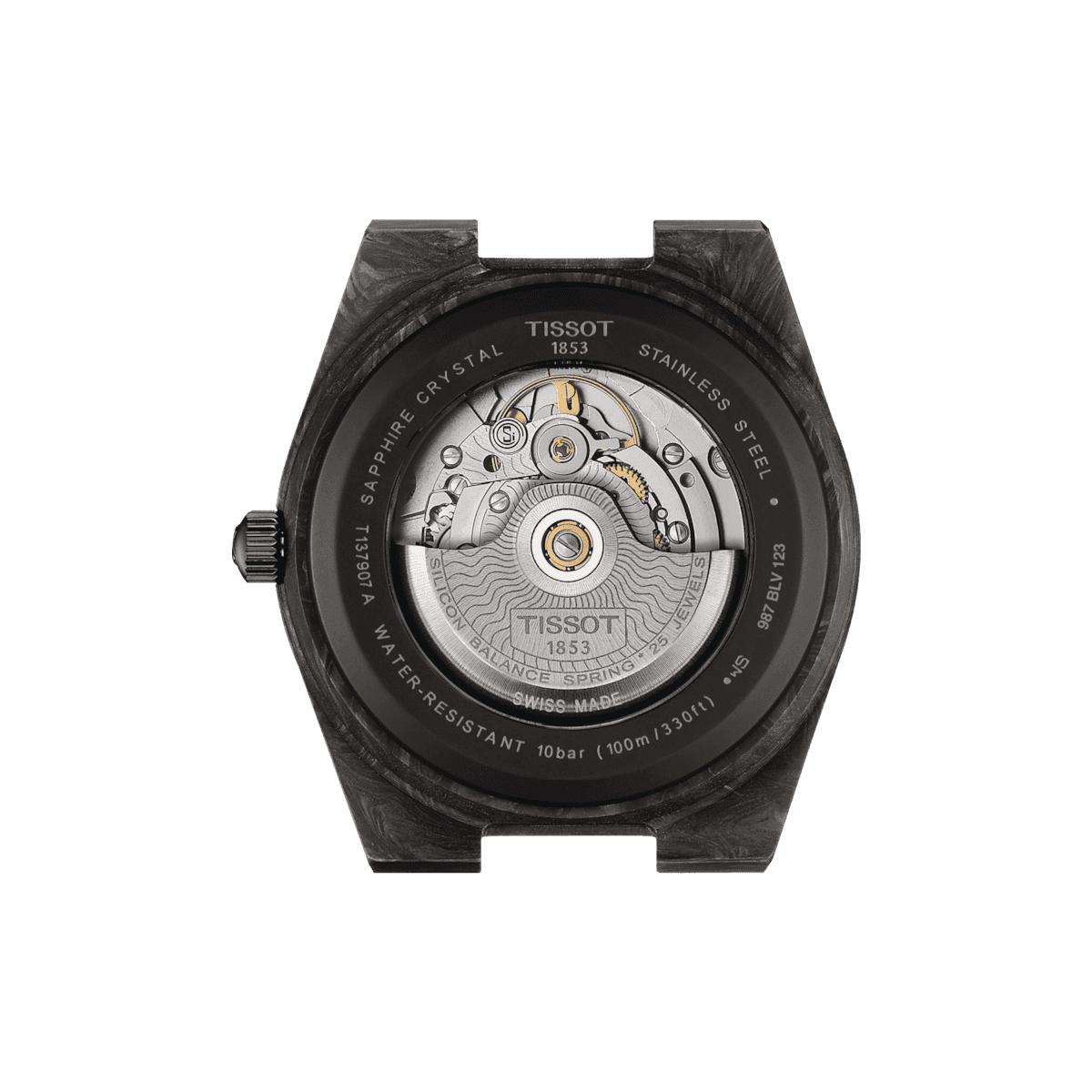 Tissot PRX 80 Herrenuhr CARBON T137.907.97.201.00 Set mit schwarzem Lederband Krokooptik