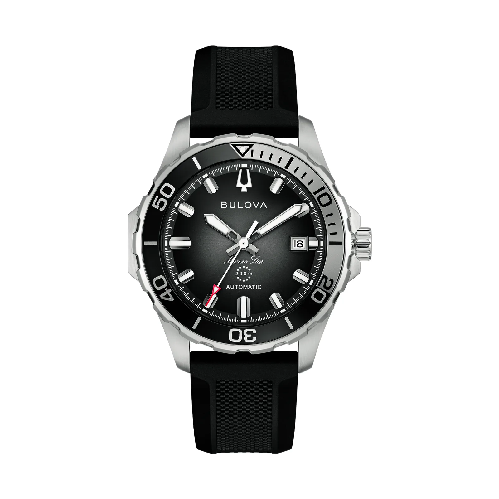 Bulova Marine Star Automatic Black Resin Strap Mens Watch 98B465