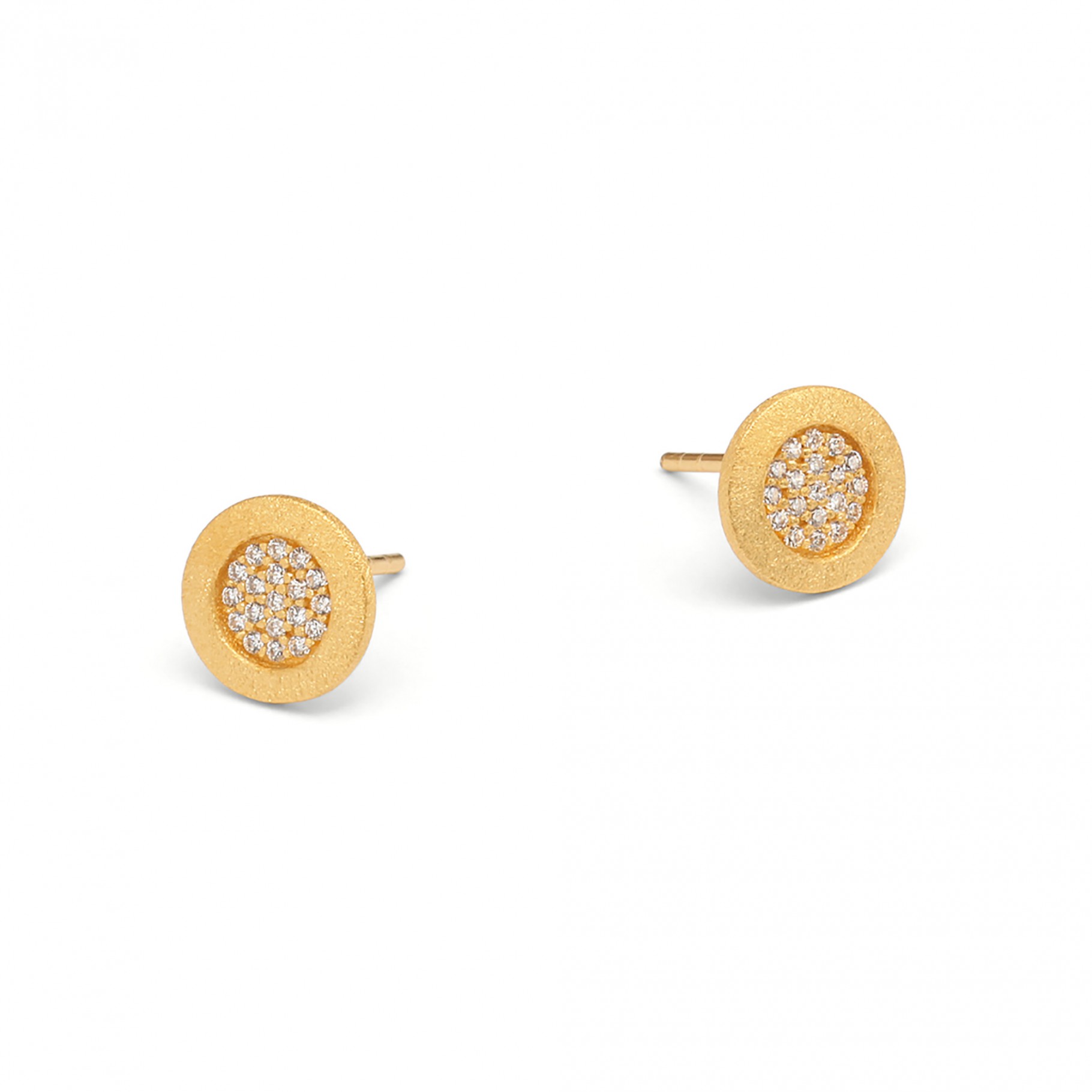 Bernd Wolf Plug Padmi Design Line Pavé Zirconia, Sterling Silver 925, 24-Karat Gold Plated