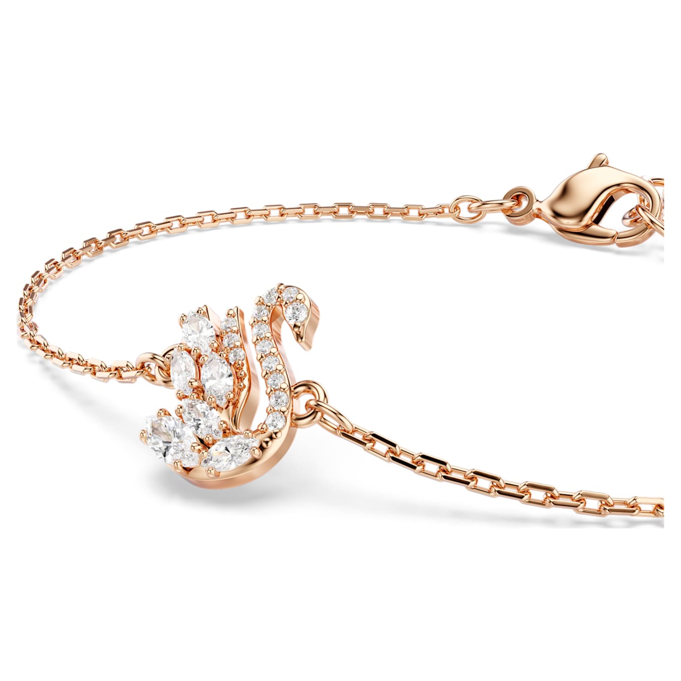 Swarovski Swan Bracelet, various cuts, swan, white, rose gold alloy layer
