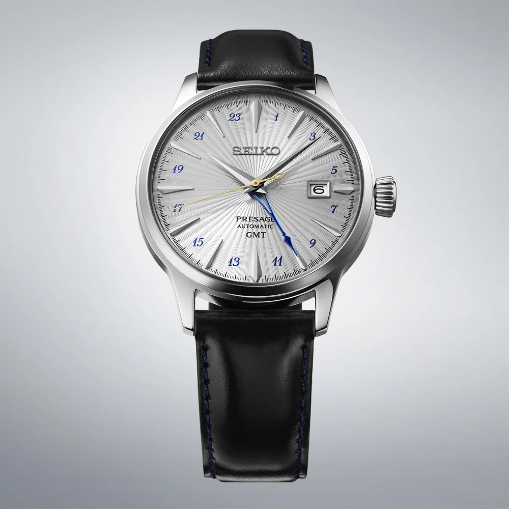 Seiko Presage Cocktail Time 40.5mm, leather strap, safety folding clasp, power reserve approximately 41 hours, men's watch SSK049J1