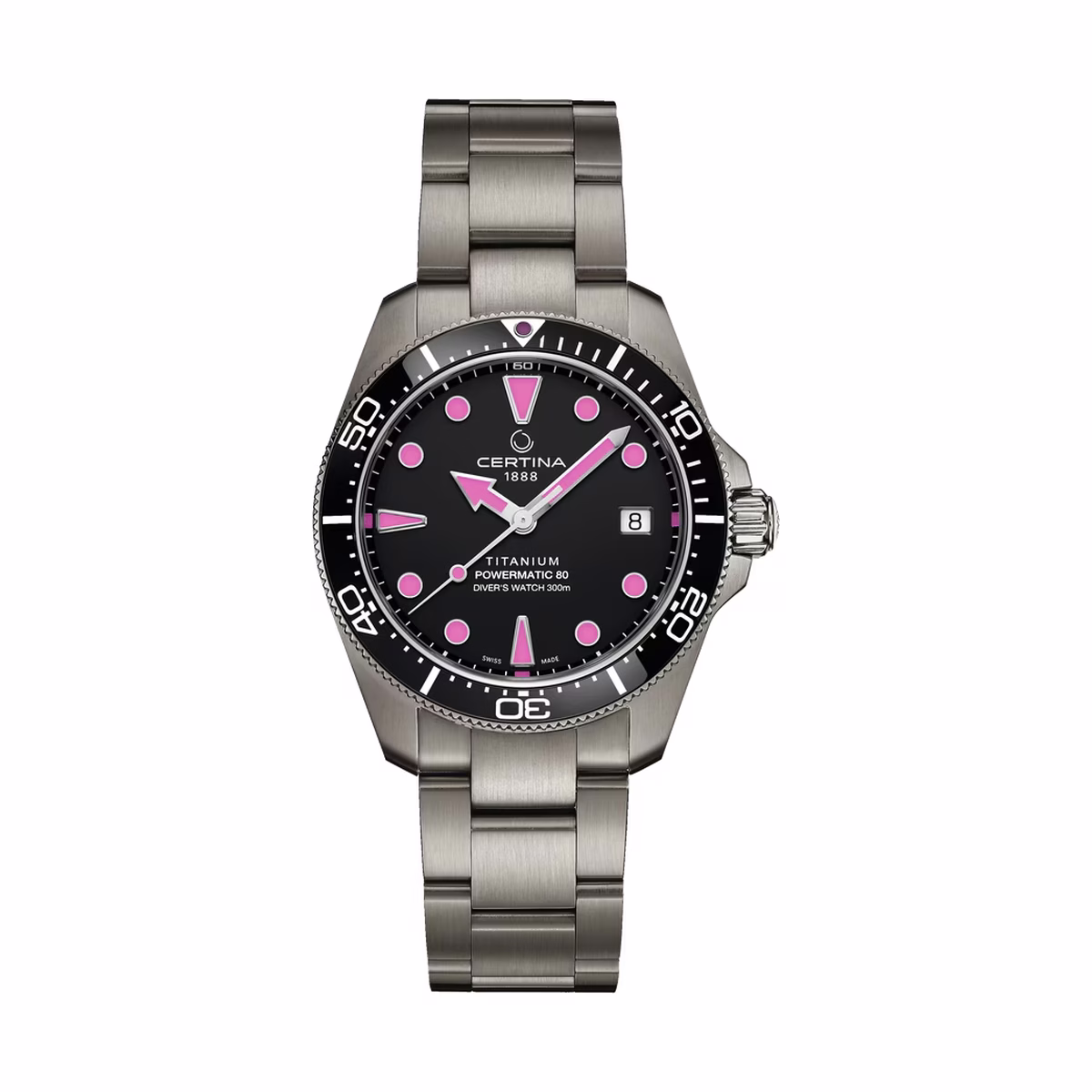 Certina DS Action Diver 38mm Titanium Automatic, Black, Pink Ladies' Watch C048.807.44.051.01