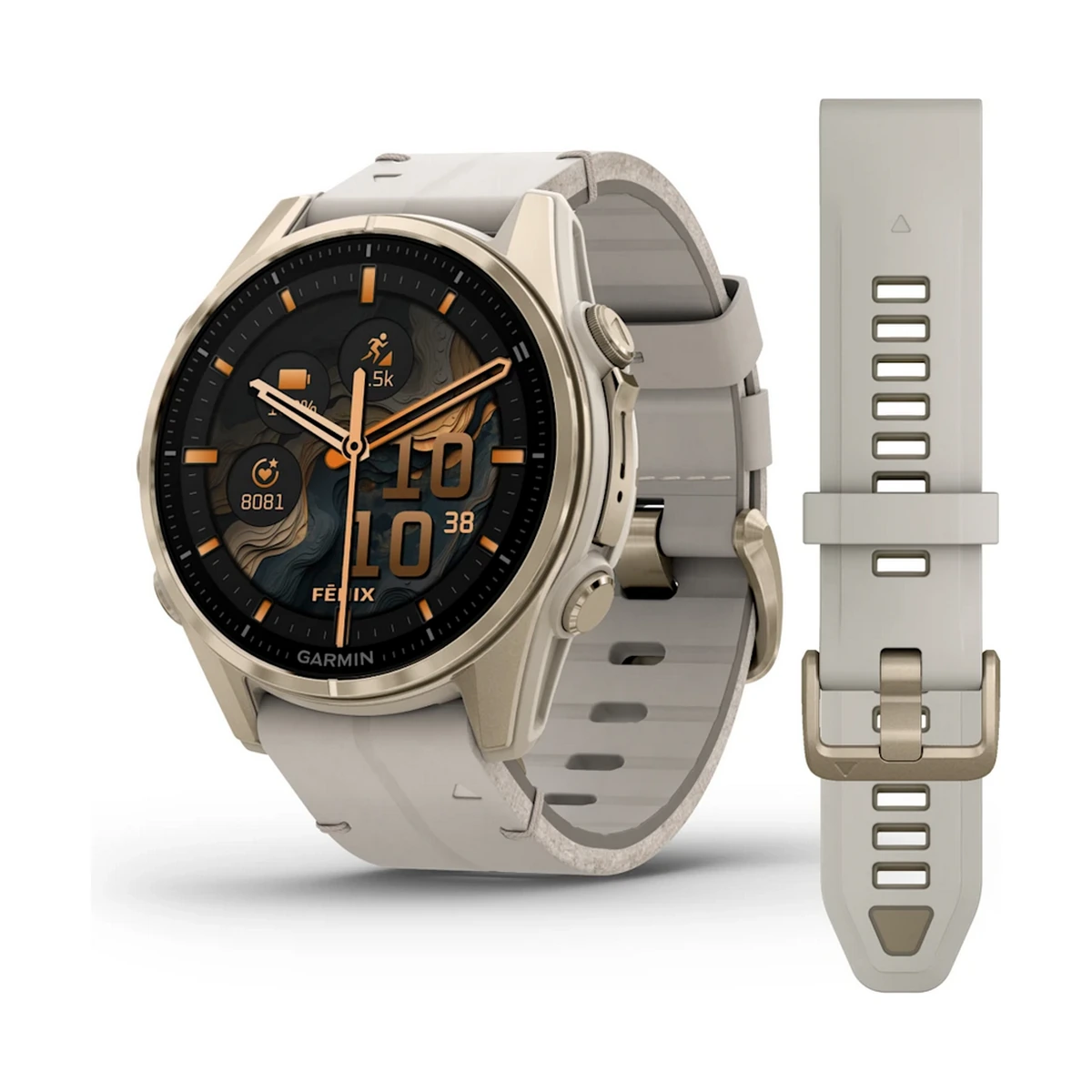 Garmin fēnix® 8 - 43 mm AMOLED Sapphire Fog Gray/Soft Gold 010-02903-40