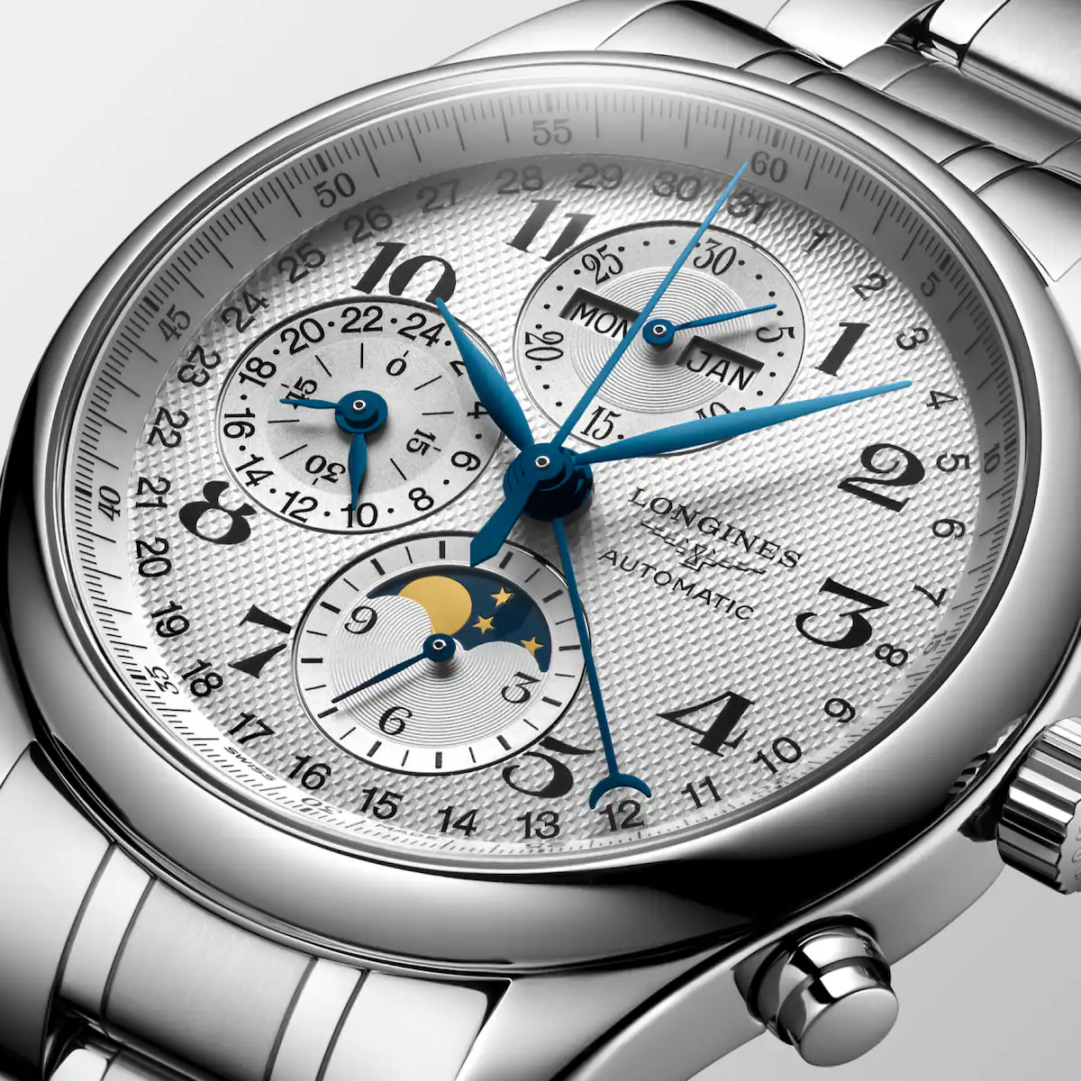 Longines Master Collection Chronograph Moon Phase Stainless Steel Bracelet Men's Watch L2.773.4.78.6
