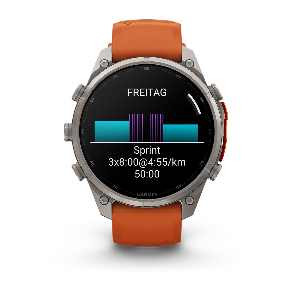 Garmin fēnix® 9 Pro inReach® - 47 mm AMOLED Sapphire Titanium with Autumn Orange/Spark Orange Silicone Band 010-04336-01