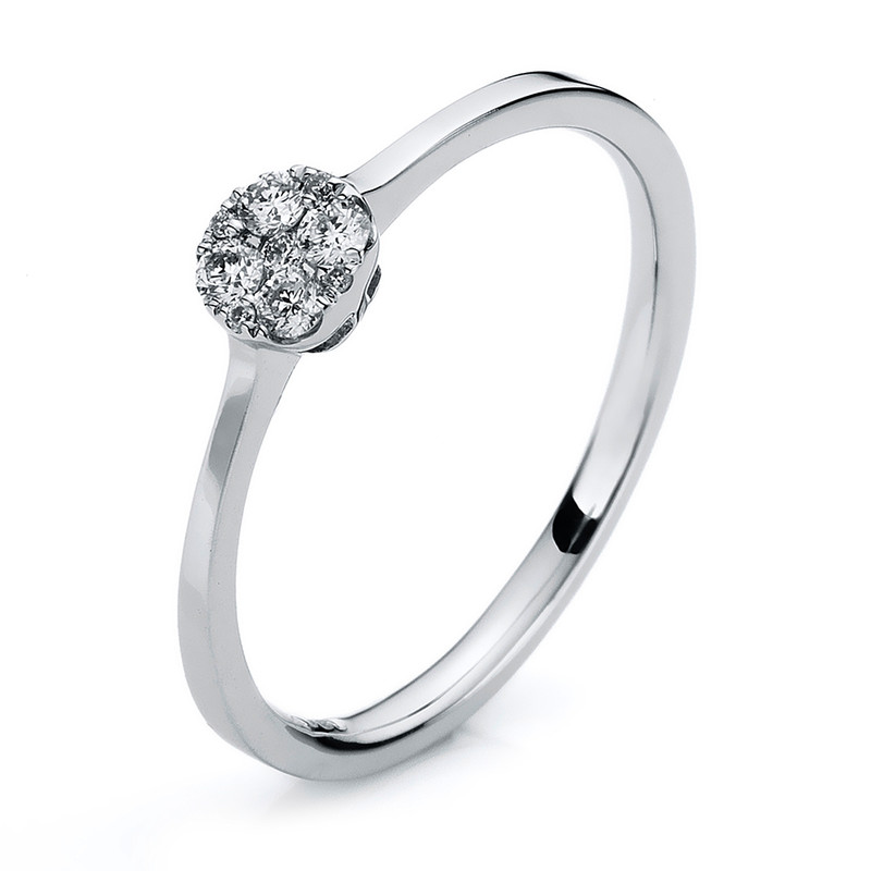 Illusion ring 585 white gold 14kt 0.09ct, size 56