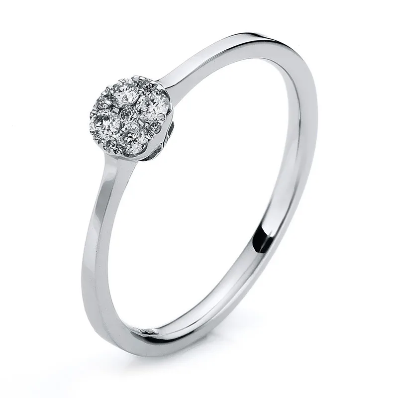Illusion ring 585 white gold 14kt 0.09ct, size 56