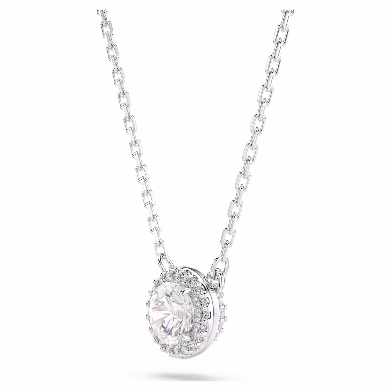 Swarovski Una Angelic pendant, round cut, pavé, white, rhodium-plated