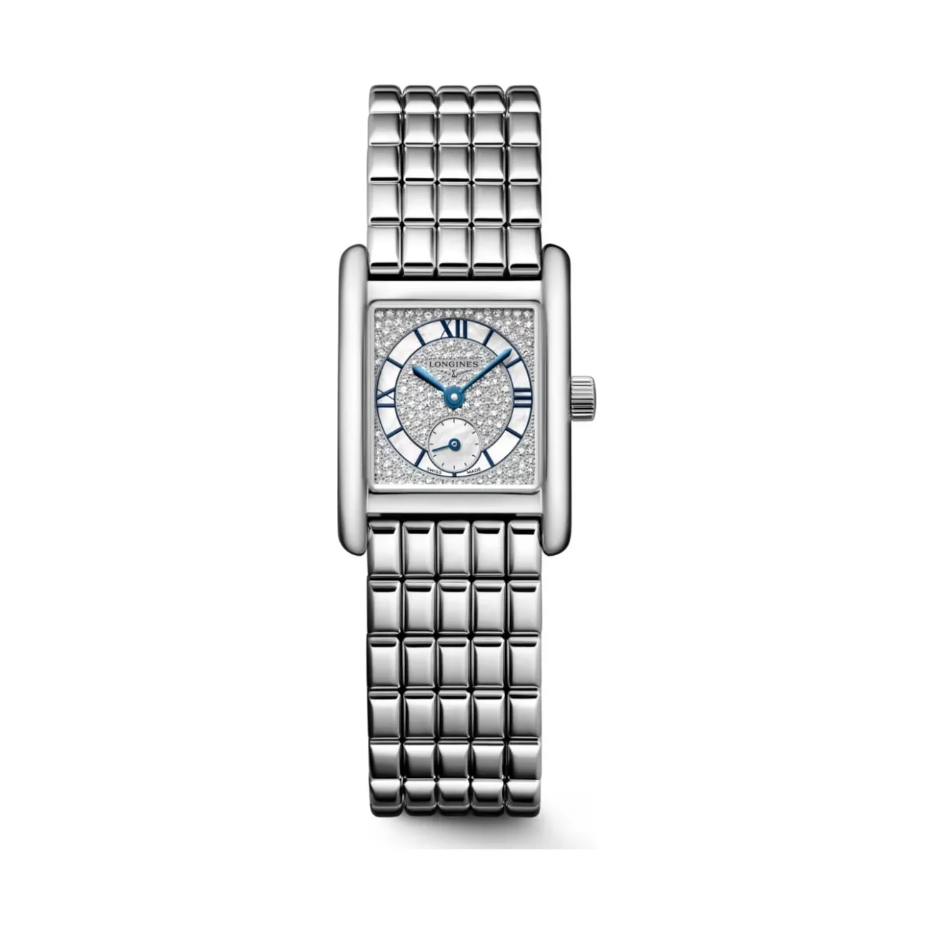 Longines Mini DolceVita 21.5 x 29 mm Quartz Diamonds Mother-of-Pearl Steel Bracelet L5.200.4.87.6
