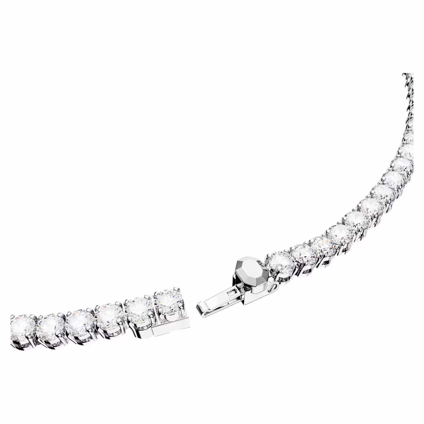 Swarovski Matrix Tennis Halskette Rundschliff, Weiß, Rhodiniert