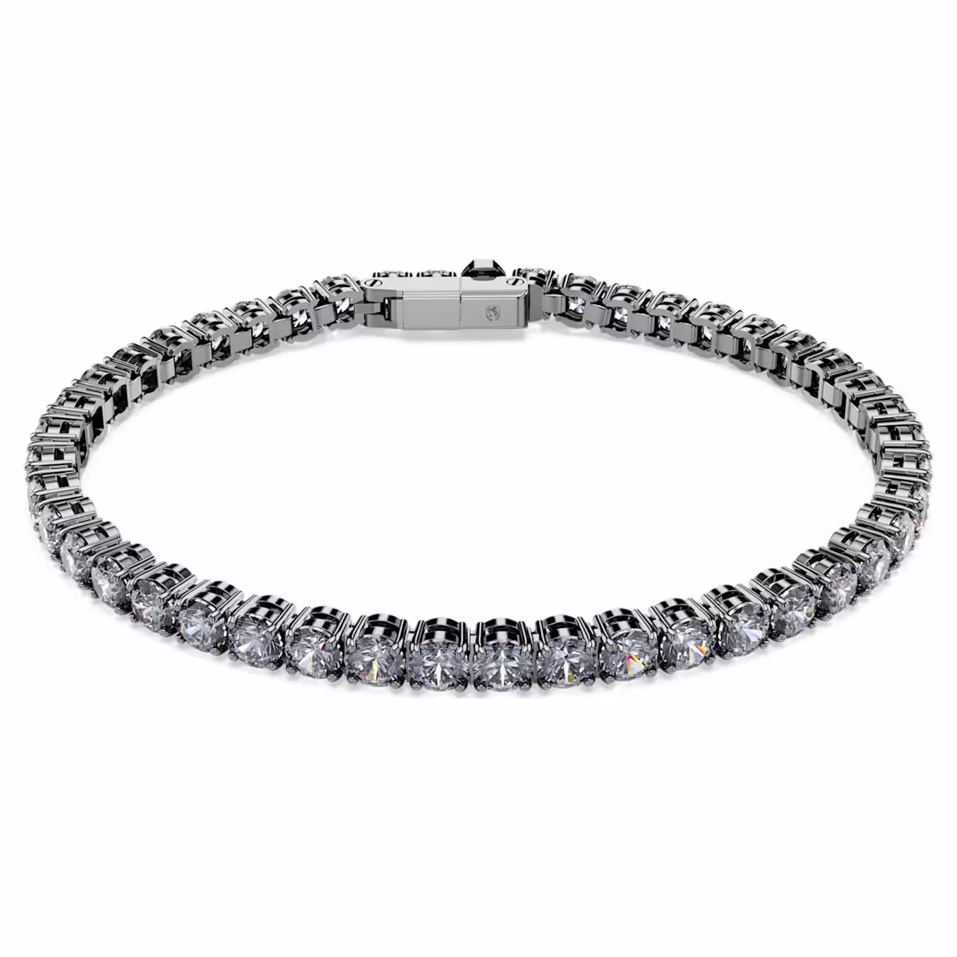 Swarovski Matrix Tennis Bracelet, Round Cut, Grey, Ruthenated